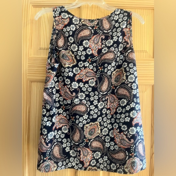 Emery Rose Blue Pink Red and Green Paisley Tank Top Size Larger - Picture 2 of 6